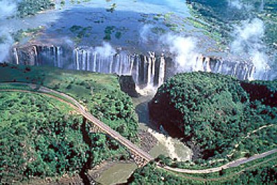 Victoria Falls, one of Zimbabwe and Zambia's most popular tourist attractions.