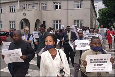 Zimbabwean journalists protesting (file photo).
