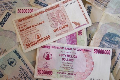 Zimbabwe dollars, now abolished after it became worthless.