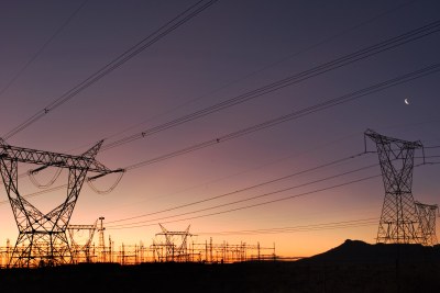 Beaufort West, Western Cape province: Electricity pylons.