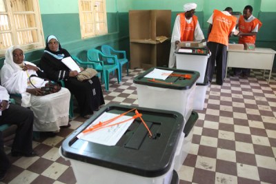 Ballot boxes used in Sudan's just ended polls.