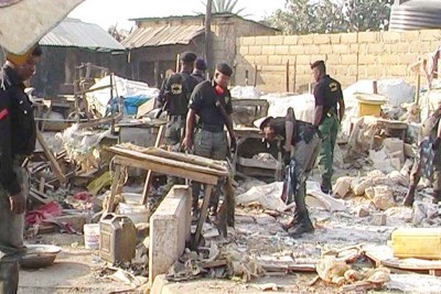 Destruction following bombing in Jos city (file photo).