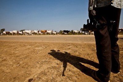 Un homme armé à Abyei, Sudan.