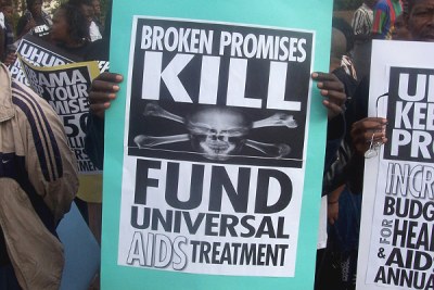A civil society march in Nairobi to demand more funding for HIV.