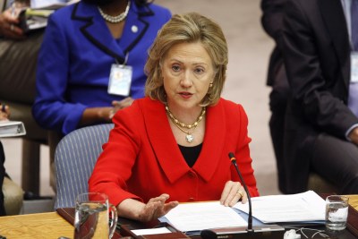 Hillary Rodham Clinton, U.S. secretary of state, addresses a meeting of the U.N. Security Council.