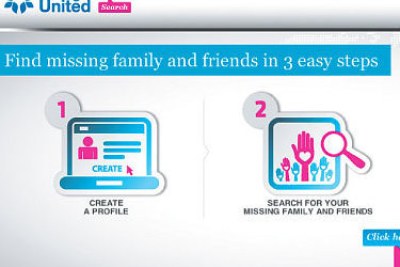 A screenshot of refunite.org Website outlining steps to finding a lost relative or friend.