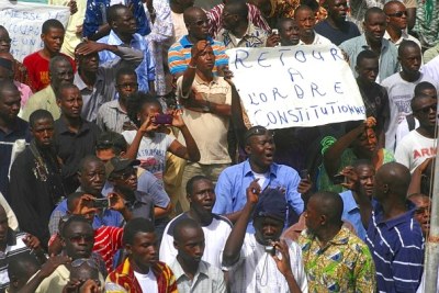 Les contestataires du coup d'état en manifestation à Bamako.(Photo d'archives)
