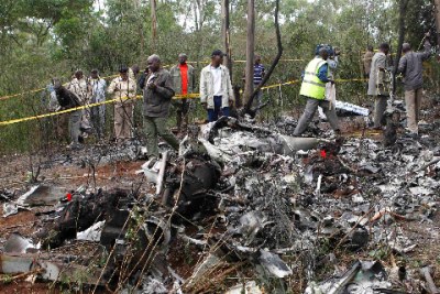 Helicopter crash site at Kibiku forest in Ngong.