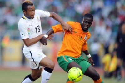 Ghana and Zambia in a battle (file photo).