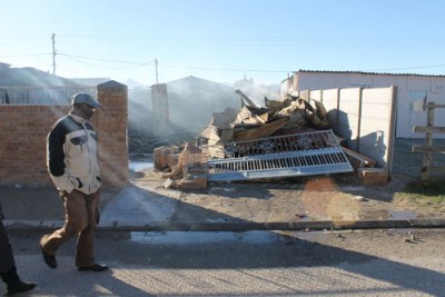 The house of a suspected drug dealer that was destroyed by a vigilante group in Makhaza,Khayelitha.