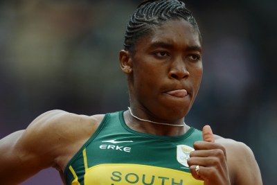 South Africa's Caster Semenya qualify competes in the women's 800m heats held at the Olympic Stadium in London.