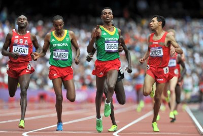 Les athlètes éthiopiens sur le 5000m à Londres.