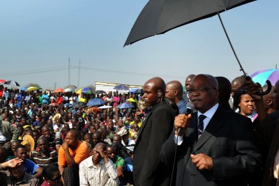 Zuma visits Lonmin miners (file photo).