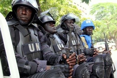 Des casques bleus de la Mission de l'ONU pour la stabilisation en RD Congo (Monusco).
