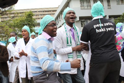 Trainee doctors march as doctors' strike kicks off (file photo).