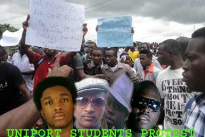 Uniport students protest.