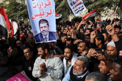 Supporters of Egyptian President Mohamed Morsi gather outside the Supreme Constitutional Court during a protest in Cairo (file photo).