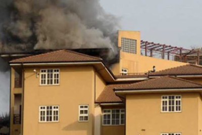 The former president's home on fire.