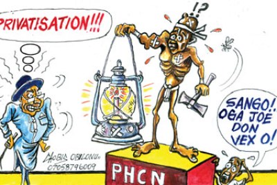 Depiction of the privatization of Nigeria's energy sector,