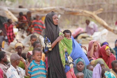 Des déplacés somaliens à Dhobley, près de la frontière entre la Somalie et le Kenya.