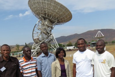 Ghanaian radio astronomers, from left, Emmanuel Proven Adzri; Emmanuel Mornoh; Theophilus Ansah-Narh; Joyce Koranteng-Acquah; Felix Madjitey and Severin Azankpo
