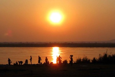 Sunset over the Zambezi river.