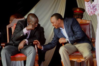 President Uhuru Kenyatta and his deputy William Ruto take a pay cut (file photo).