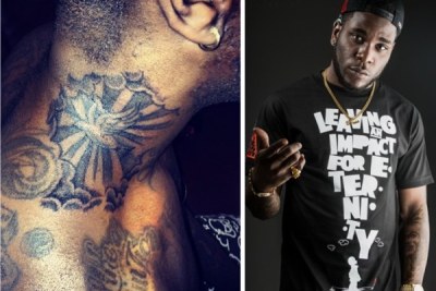 Burna Boy shows off his new inking.