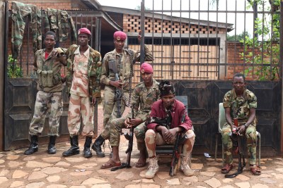Seleka fighters stationed at St. Joseph Parish, September 5. In July, 27 civilians were killed when Seleka fighters and other armed combatants attacked thousands of people sheltering at the parish.