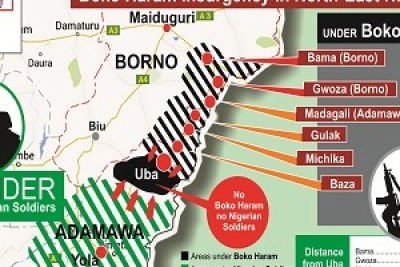 Map Showing Boko Haram Insurgency in Northeast Nigeria
