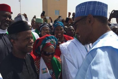 Nigerian Presidential candidate Muhammadu Buhari meeting constituents on the campaign trail.