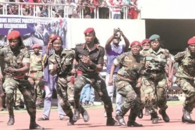 Zimbabwe Musician Jah Prayzah and his band Third Generation performing during Zimbabwe Defence Forces day Celebrations.