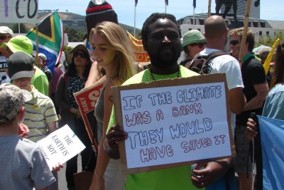 Activists in Cape Town, South Africa came out in support of the Global March for Climate Action to put pressure on leaders for a just deal in Paris.