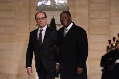 Alassane Ouattara et François Hollande, le 4 février 2016, au palais de l’Elysée