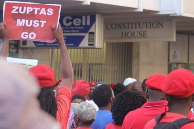 Economic Freedom Fighters supporters protest President Jacob Zuma and his relationship with the Gupta family (file photo).