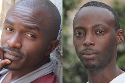 Deux activistes congolais arrêtés lors d’un atelier de la jeunesse pro-démocratie à Kinshasa, capitale de la République démocratique du Congo, le 15 mars 2015. Un an plus tard, ils sont toujours en détention. Fred Bauma, jeune activiste (à gauche) et Yves Makwambala, webmaster (à droite).