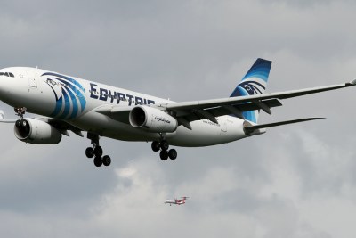 An EgyptAir Airbus A330-200 on short final to Frankfurt Airport in 2013.