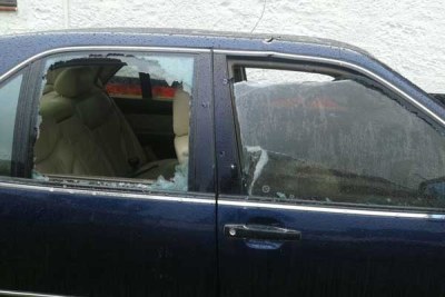 A picture of the bullet-riddled vehicle belonging to businessman Jacob Juma who was shot by unknown gunmen on May 5, 2016.
