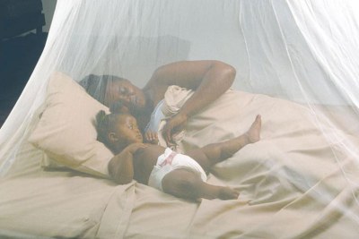 A mother and her child sleep under a mosquito net. This is one of the methods to fight against malaria (file photo).