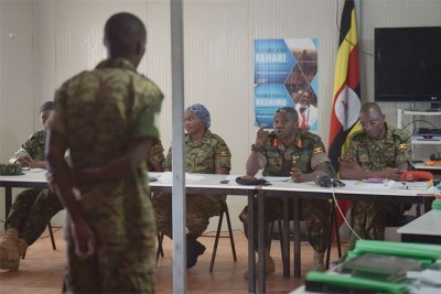 One of the accused soldiers before the Uganda People's Defence Force Court Martial.