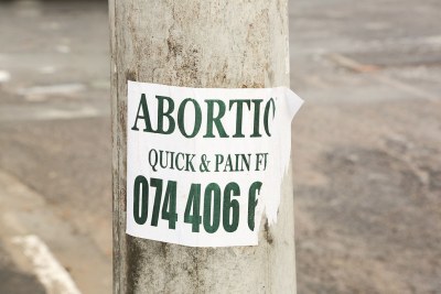 An abortion flyer in South Africa - some of these services are described as unsafe by activists.