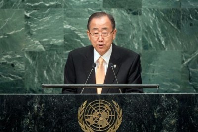 Le Secrétaire général Ban Ki-moon à l’ouverture du débat général de la 71ème session de l’Assemblée générale.