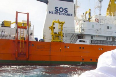 L'Aquarius, bateau affrété par l'Association SOS Méditerranée pour aider les migrants en perdition en mer Méditerranée.