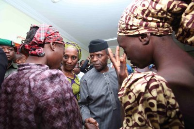 Vice President Yemi Osinbajo meets Chibok girls.