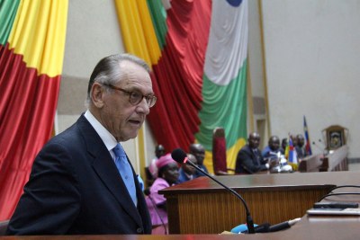 Le Vice-Secrétaire général de l’ONU, Jan Eliasson, devant l’Assemblée nationale à Bangui, en République centrafricaine.