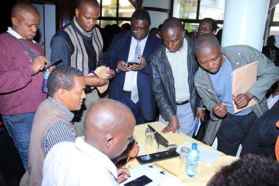 Bidders during the opening of tenders by Independent Electoral and Boundaries Commission (IEBC) on November 17, 2016 at Nairobi Safari Club (file photo).