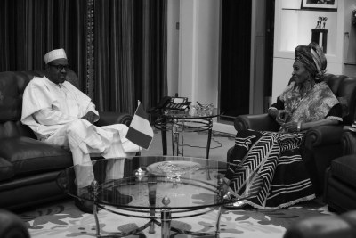 President Buhari meets with Her Highness the Otunba Bola Kuforiji-Olubi. (file photo).
