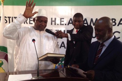 Adama Barrow takes oath of office as the new president of The Gambia