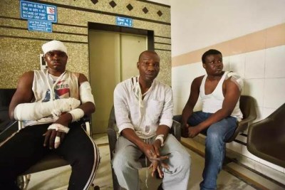 Three Nigeria students nursing wounds after suffering from racial attacks by Indians in Noida-India.