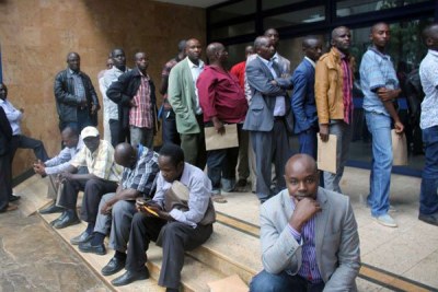 Independent candidates who want to contest various political seats in the August elections queue at the Registrar of Political Parties headquarters in Westlands, Nairobi.